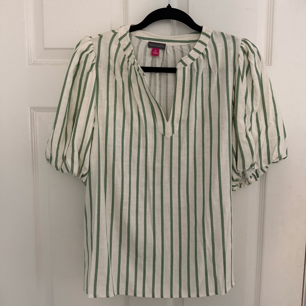 NWT Vince Camuto Green and White Striped Top